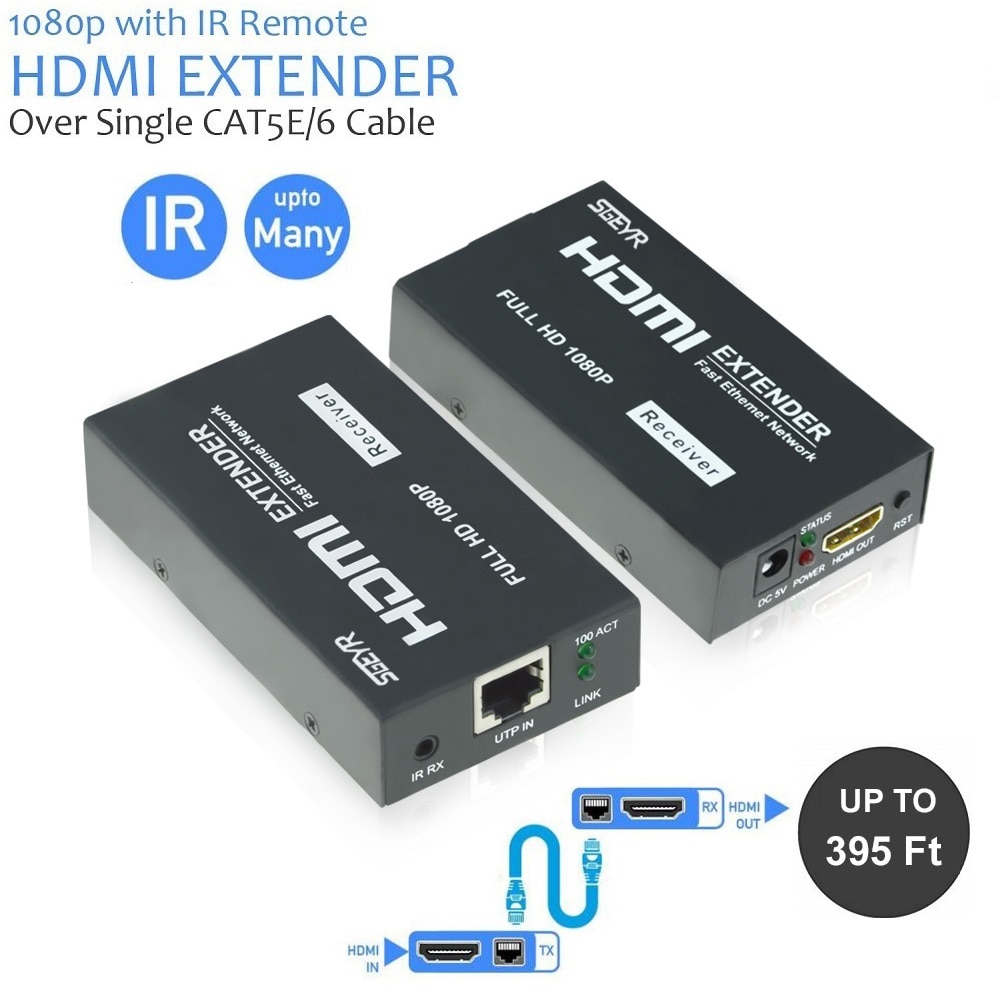 120m HDMI ͽٴ, SGEYR 395ft HDMI ۽ű ű TX RX ͽٴ, ̴  Cat6/Cat7 й, IR  